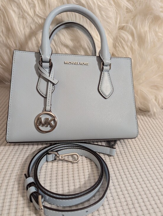 Michael Kors Handbags - Michael Kors Pale Blue Saffiano Leather Satchel with Removable Strap